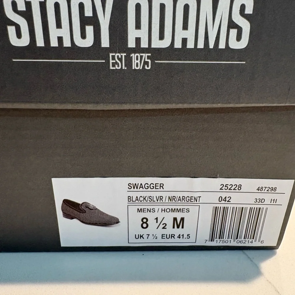 Stacy Adams Swagger Men’s Studded Slip-ons Black and Silver With Box 8.5M